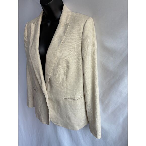 J Crew Cream Beige Linen Blazer 10 Career Work Professional Minimalist Classy - Picture 4 of 11